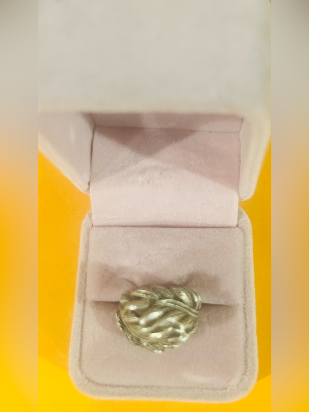 Silver-Tone Textured Statement Ring